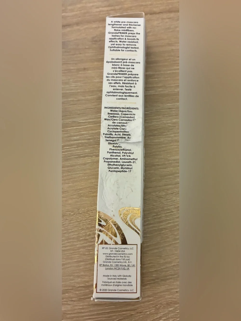 Grande Cosmetics GrandePRIMER White Pre-Mascara Lash Lengthener Thickener 0.32oz